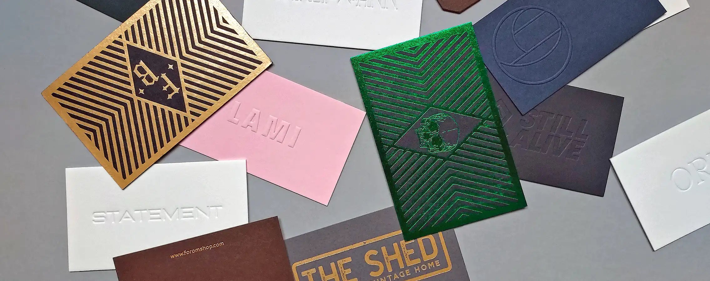 Buy Debossed Letterpress Cards with Free Design - Emboss Deboss Foil Cotton Black Pink grey Brown Blue | OddPlanPrint