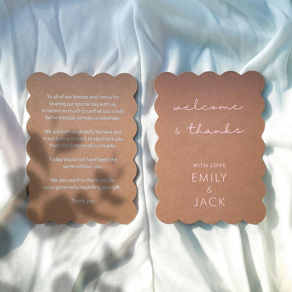 Buy Die-Cut Wedding Menu Card - Unique Menu and Ripple Thank You Combo - OddPlanPrint