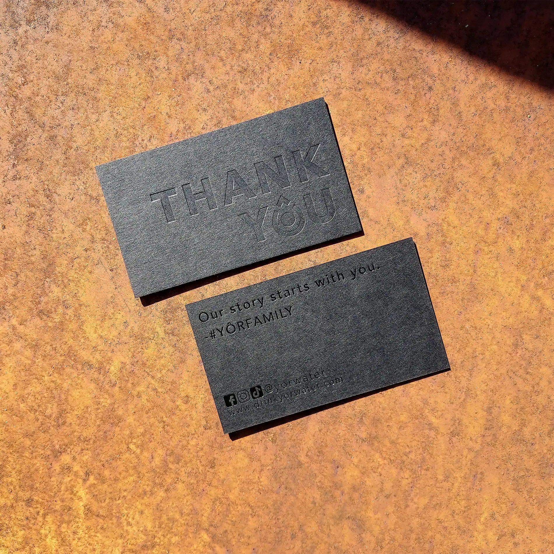 Buy Elegant Finish Debossed Black Business Cards – Deep Press Texture | OddPlanPrint
