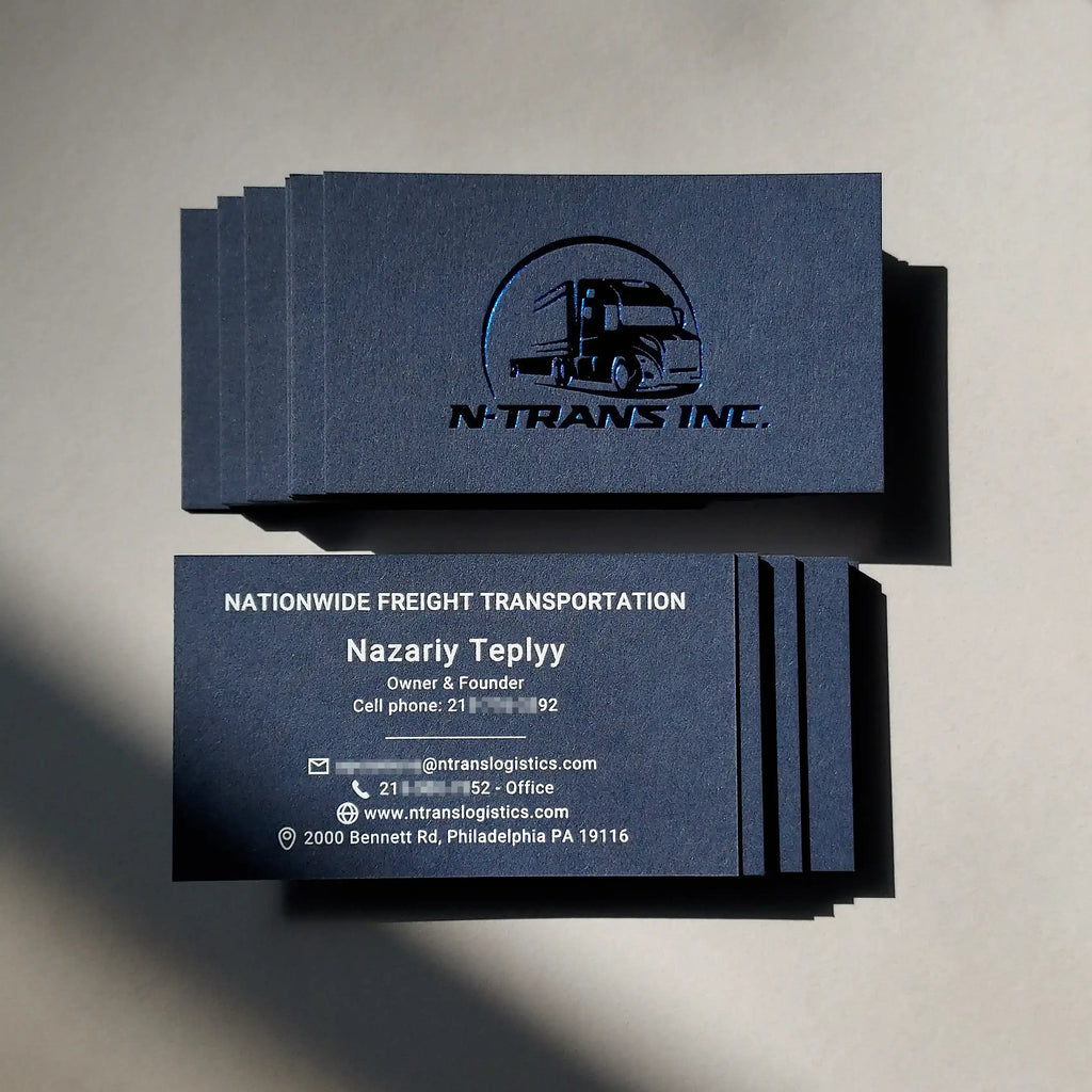 Buy Minimal Blue Business Cards – Raised Emboss Detail | OddPlanPrint