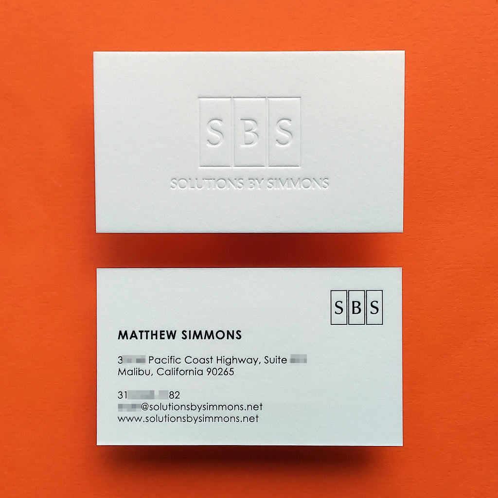 Buy Elegant Custom Cotton Business Cards – Embossed Initials | OddPlanPrint