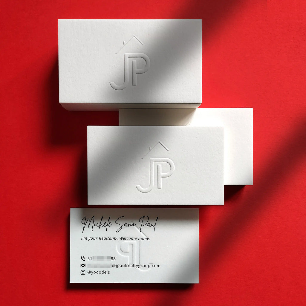 Order Embossed Business Cards - heavy 45pt stock, embossed logo and black foil accents - OddPlanPrint