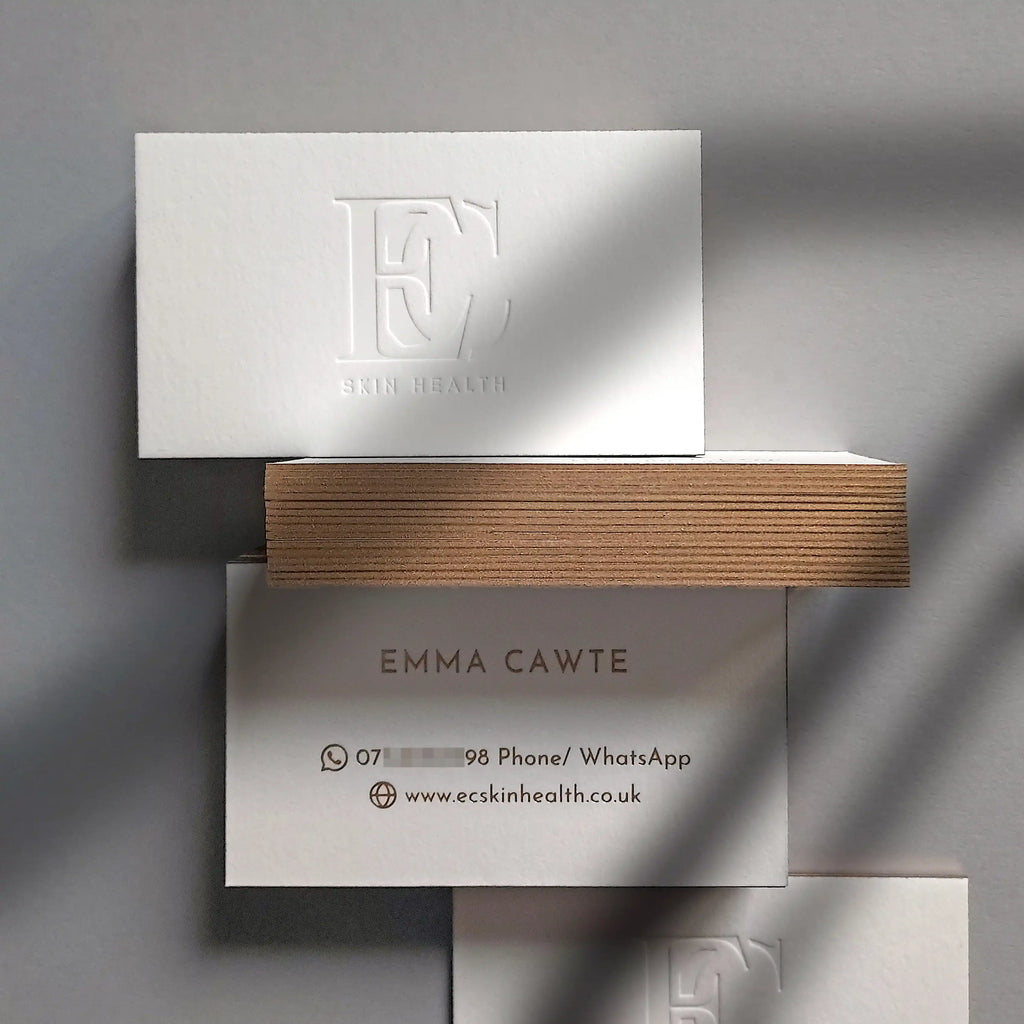 Buy Gold Edge Cotton Business Cards - 45pt cotton, deboss and gold foil with painted gold edge for premium impact - OddPlanPrint