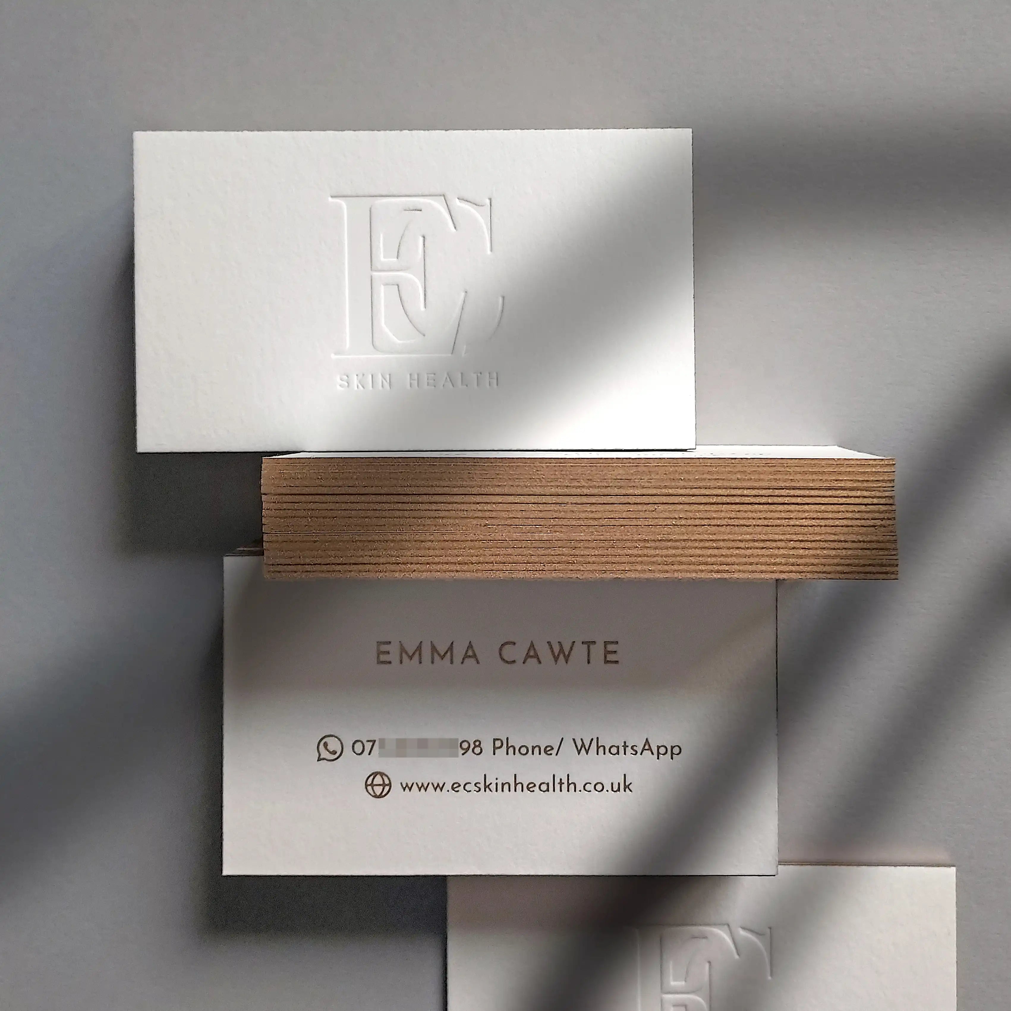 Buy Gold Edge Cotton Business Cards - 45pt cotton, deboss and gold foil with painted gold edge for premium impact - OddPlanPrint