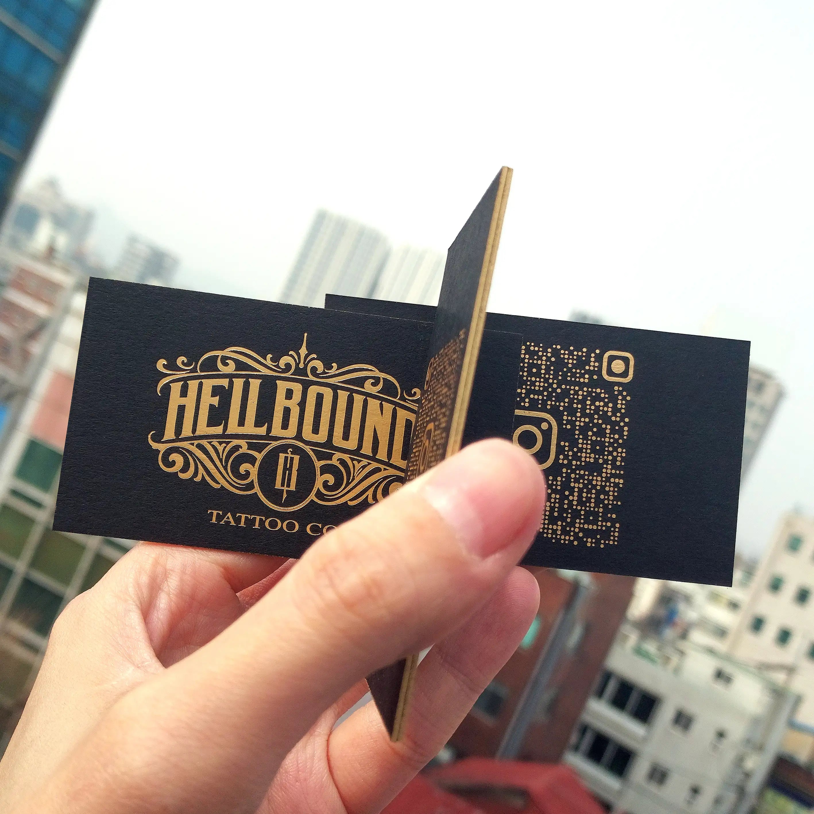 Buy Heritage Gold Painted Edge - Black Business Cards – QR Code Print | OddPlanPrint