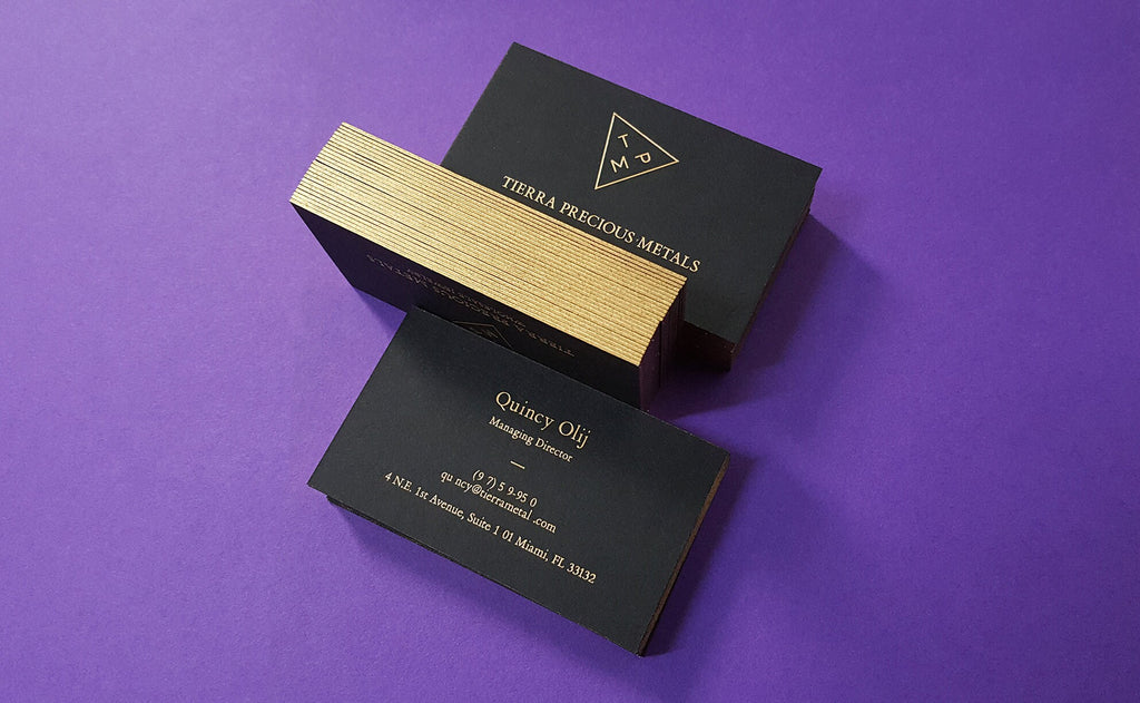 Buy Designer Gold Painted Edge - Black Business Cards – Hand-Finished Craft | OddPlanPrint