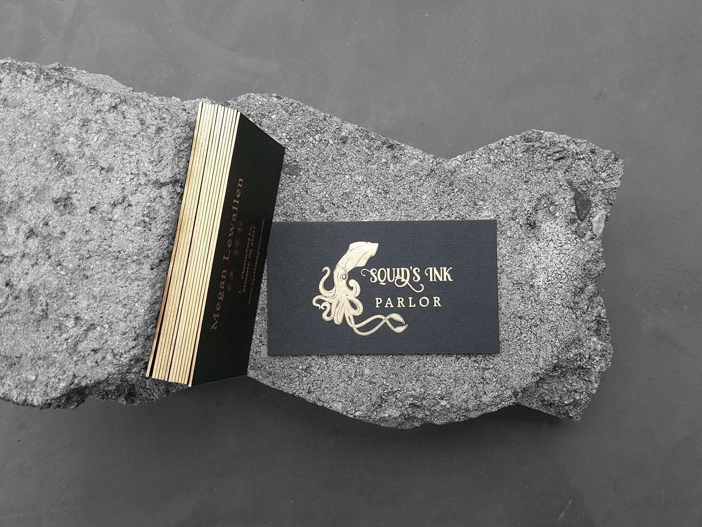 Buy Sleek Gold Painted Edge - Black Business Cards - Handmade with Gilded Touch - OddPlanPrint