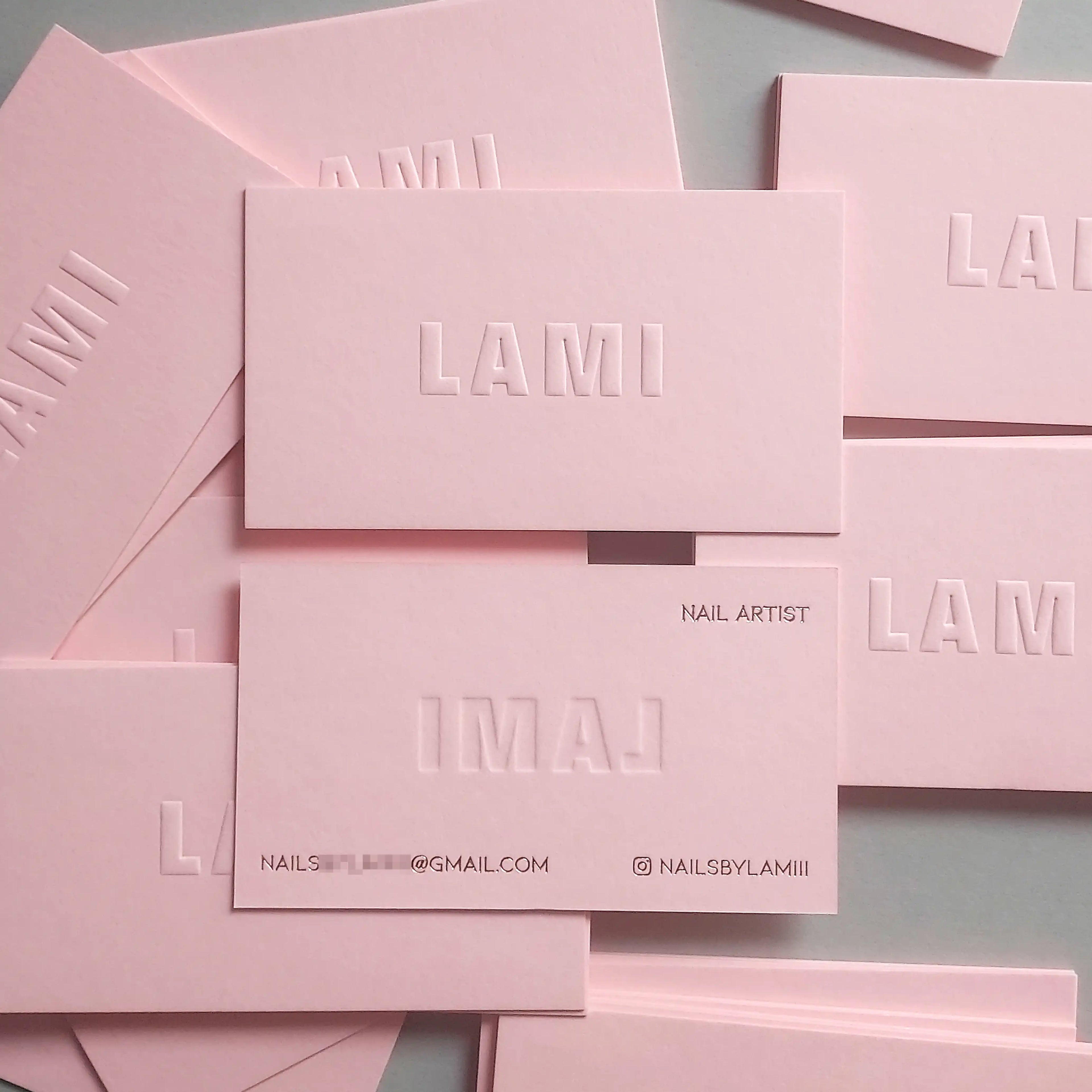 Buy Luxury Pink Business Cards - Emboss and Rose gold foil - OddPlanPrint